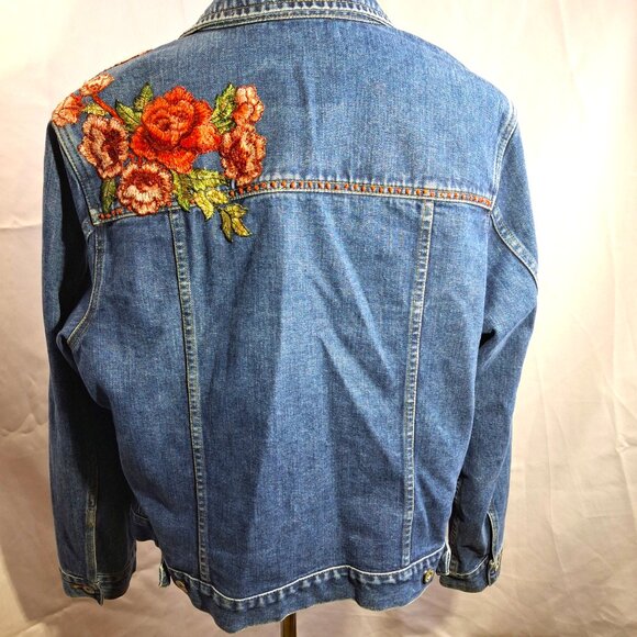 Embellished Denim Jacket Beads Floral Appliques - Picture 3 of 10